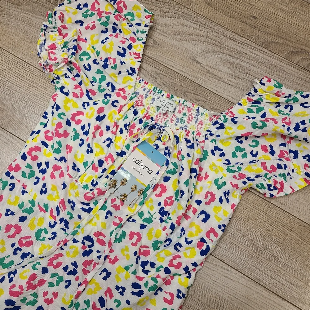 NEW Cabana Crown & Ivy Sz Medium dress multicolored leopard print Lisa FrankNew - Picture 2 of 11